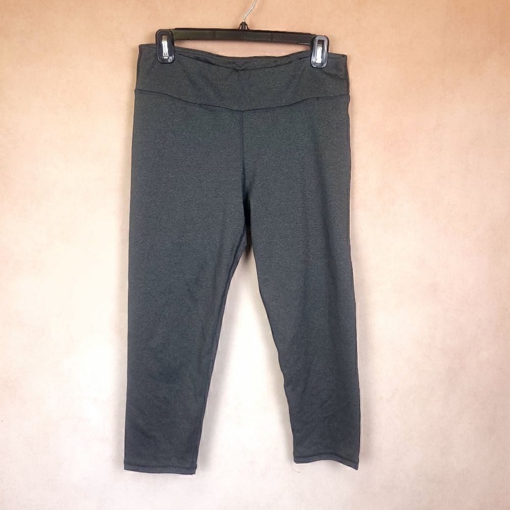 Gaiam Gray Purple Capri Cropped Leggings Size Lg